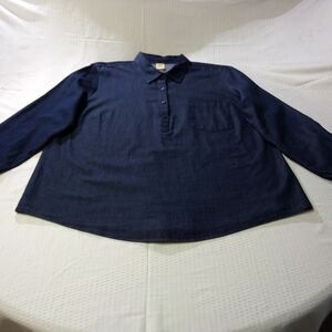 Faded Glory Dark Blue Casual Button Down Shirt
